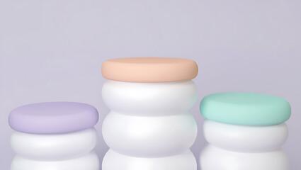 Pastel-Colored 3D Rendered Abstract Forms Minimalist Design Elements