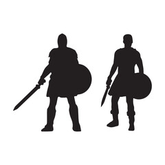 Gladiator Silhouette Vector Icon White Background