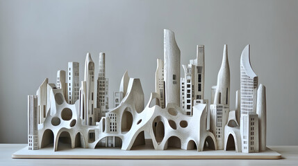 Abstract Architectural Model Displaying Unique Urban Design Elements
