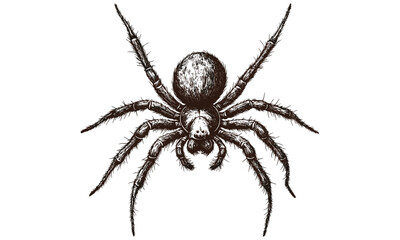 Spider Crawling Upward, Hand-etched Arachnid Illustration, Vintage Monochrome Engraving, Detailed Wildlife Line Drawing, Rustic Wall Decor, Scientific Insect Print, trendy wildlife art print