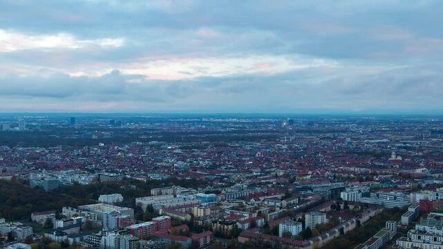 Scenic Munich Skyline and Cloud Dynamics Time-Compressed Video