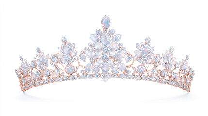 ローズゴールドとクリスタルの豪華なブライダルティアラ generative ai