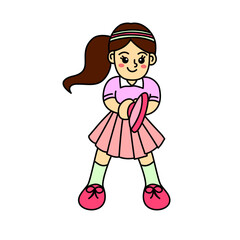 Girl is Getting Ready to Receive Tennis Ball Padel Illustration Vector