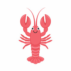 Cute Lobster in Simple Vector Style – Minimalist Cartoon Sea Creature on White Background

