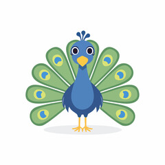 Cute Peacock Simple Vector – Colorful and Adorable Bird Illustration for Design Projects