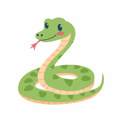 Fototapeta premium Cute Snake Cartoon Vector – Simple and Adorable Reptile Illustration for Kids and Design