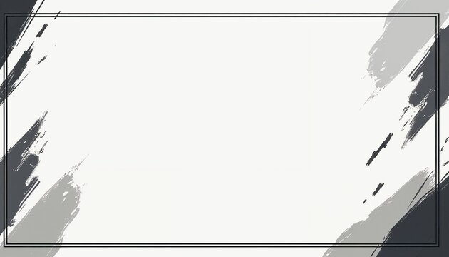 Elegant frame background with artistic brush stroke accents and blank white center