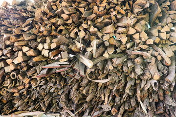  Neatly Stacked Firewood Prepared for Traditional Cooking and Heating Use