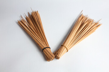a bunch of skewers isolated on white background