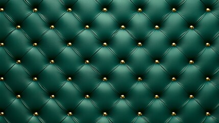 Elegant green leather upholstery with ornate gold stud detailing luxurious furniture design