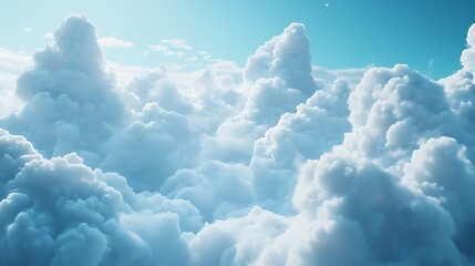 Fluffy clouds against a clear sky