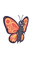 Smiling cartoon butterfly with colorful wings