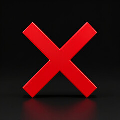 Fototapeta premium Red X cross mark icon isolated on black backdrop. Symbol of negative response, rejection or denial.