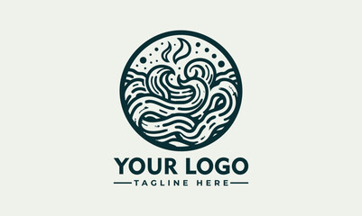 Abstract illustration of wavy noodle-like strands with playful curves in bold graphic line design. Food concept
