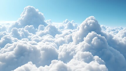 Fluffy clouds overhead aerial view