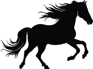 Flat Vector Illustration of a Wild Horse Silhouette