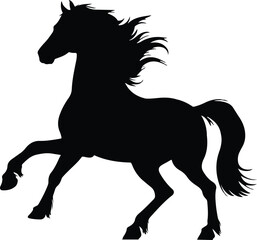 Flat Vector Illustration of a Wild Horse Silhouette