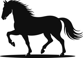Flat Vector Illustration of a Wild Horse Silhouette