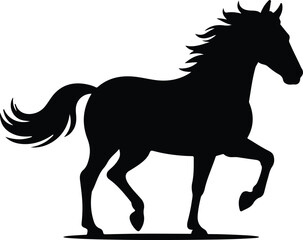 Flat Vector Illustration of a Wild Horse Silhouette