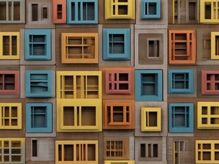 Obraz premium Colorful Wooden Window Frames Wall Art