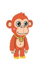 Fototapeta premium Smiling cartoon orangutan wearing a neckerchief
