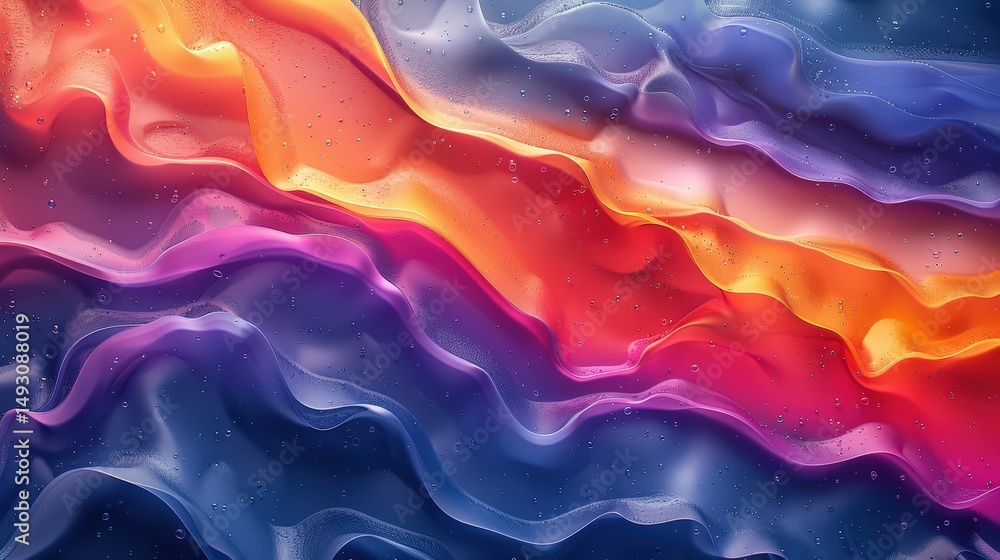 Poster a vibrant and colorful abstract fluid background with flowing, organic shapes. dynamic waves of liqu