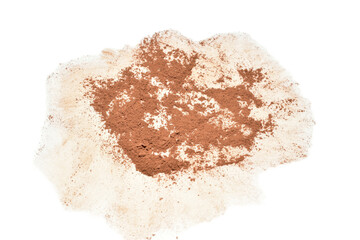 Cocoa powder is scattered over a PNG background.
