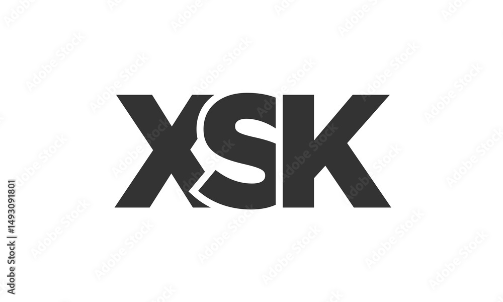Poster xsk logo design template with strong and modern bold text. initial based vector logotype featuring s