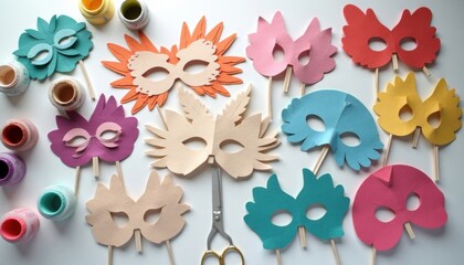 Crafting Colorful Paper Masks Diy Art Project Preparation