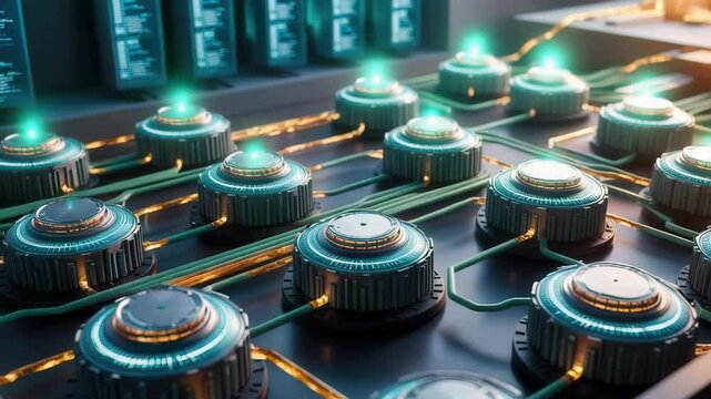 3D data nodes and connections, symbolizing scalable AI-powered data processing networks.