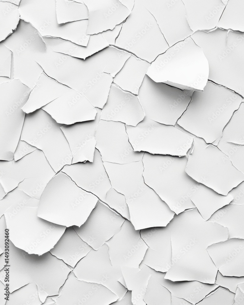 Poster abstract close-up of peeling white paint on a wall showing texture and detail in a studio setting wi