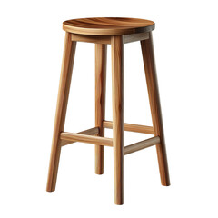 Wooden bar stool against a clean backdrop. The stool showcases a classic design with a round seat and sturdy legs