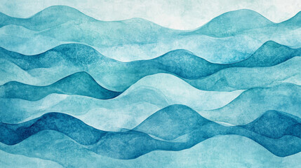 Obraz premium Vintage turquoise ink-marble pattern with minty waves, resembling watercolor textures in a pastel aesthetic