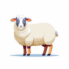 Side View of a Woolly Sheep Illustration on Bright White Background – Detailed Livestock Vector