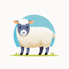 Side View of a Woolly Sheep Illustration on Bright White Background – Detailed Livestock Vector