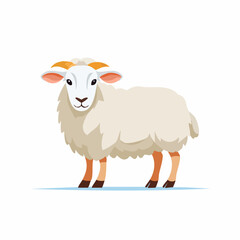 Side View of a Woolly Sheep Illustration on Bright White Background – Detailed Livestock Vector