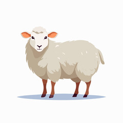 Side View of a Woolly Sheep Illustration on Bright White Background – Detailed Livestock Vector