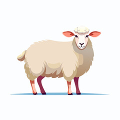 Side View of a Woolly Sheep Illustration on Bright White Background – Detailed Livestock Vector