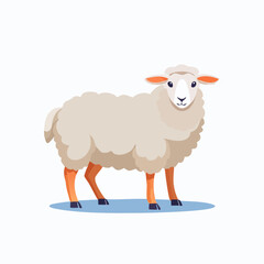 Side View of a Woolly Sheep Illustration on Bright White Background – Detailed Livestock Vector