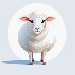 Sheep Looking at Camera on Seamless White Background – Studio Animal Portrait

