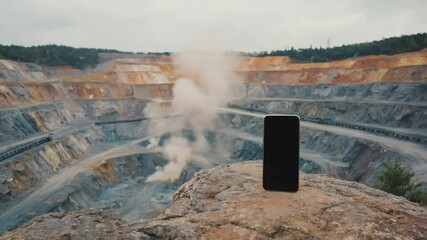 Coltan mineral. Coltan mines for mobile phone manufacturing.