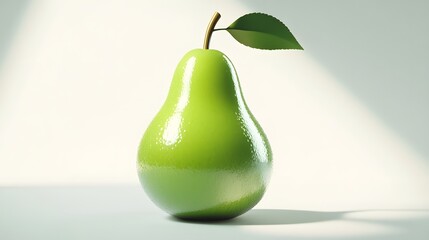 High-gloss, vibrant green pear,  lighting.