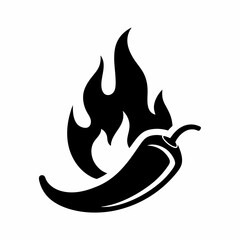 Minimalist Hot Pepper Silhouette Vector.