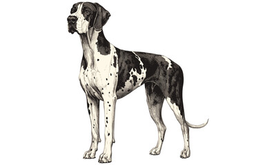 Vintage Great Dane Dog Engraving, Hand-drawn Canine in Antique Etching Style, Monochrome Pet Art Print, Large Dog Illustration, Old Sketch Decor, wall art, retro animal drawing