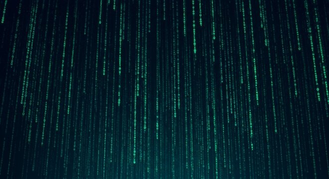 Digital binary code stream data matrix background technology cyberspace network security concept