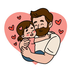 Father and Daughter Hug Illustration for Father's Day