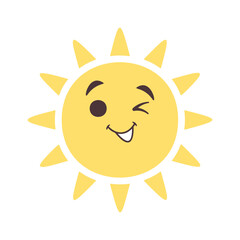 Positive sun winking cartoon character