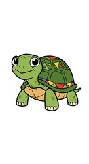 Fototapeta premium Smiling turtle with patterned shell stands