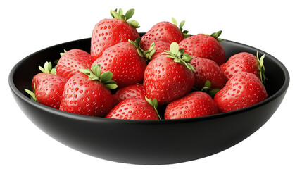 A bowl full of fresh strawberries, a bowl full of juicy strawberries, a bowl full of strawberries, a bowl full of fresh strawberries, a bowl full of red strawberries, on a transparent backgrounds
