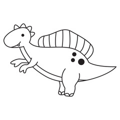 Smiling Dinosaur Line Art for Kids
